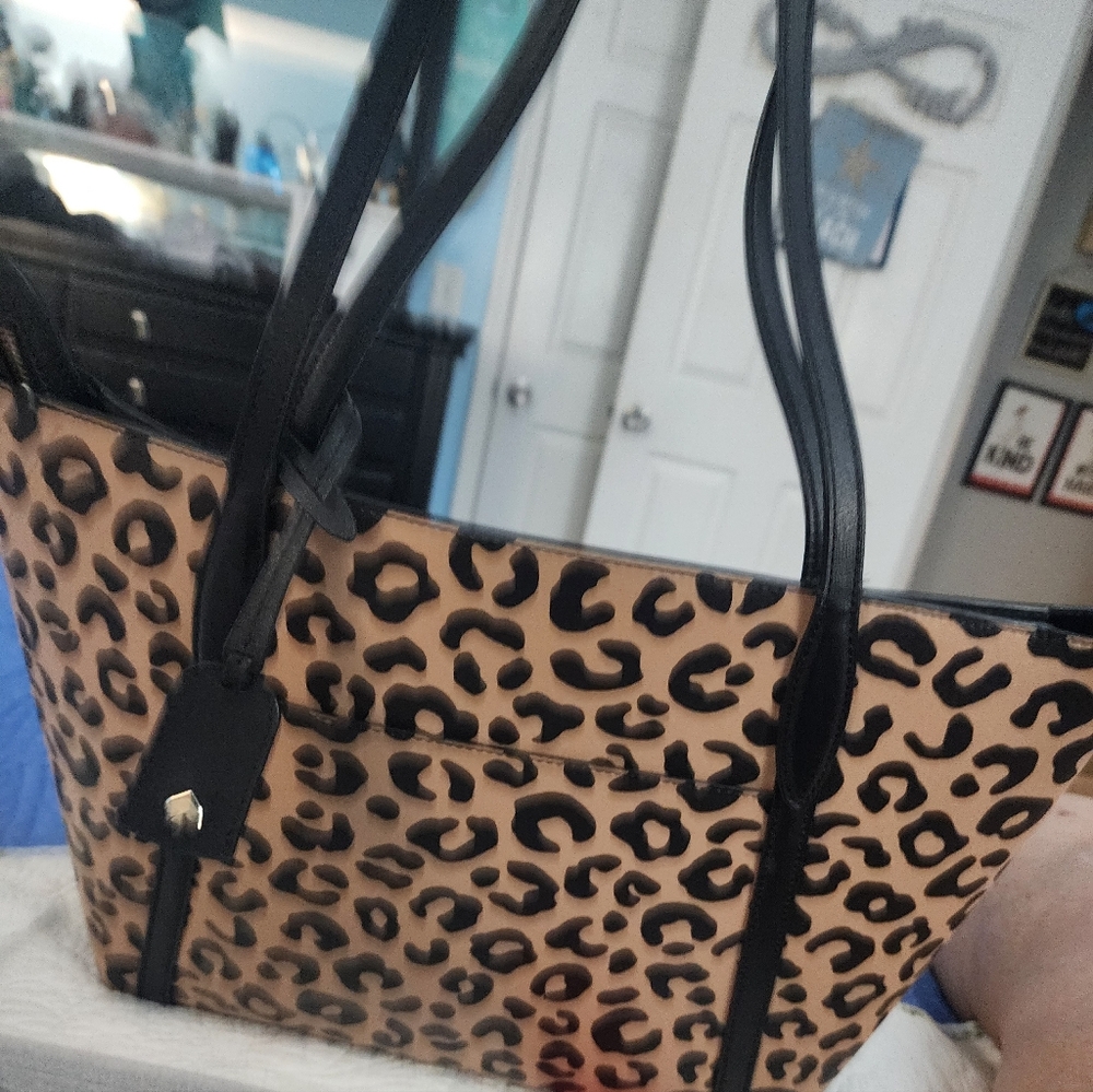 kate spade Leopard-Print Tote in Beige and Black - Picture 4 of 6